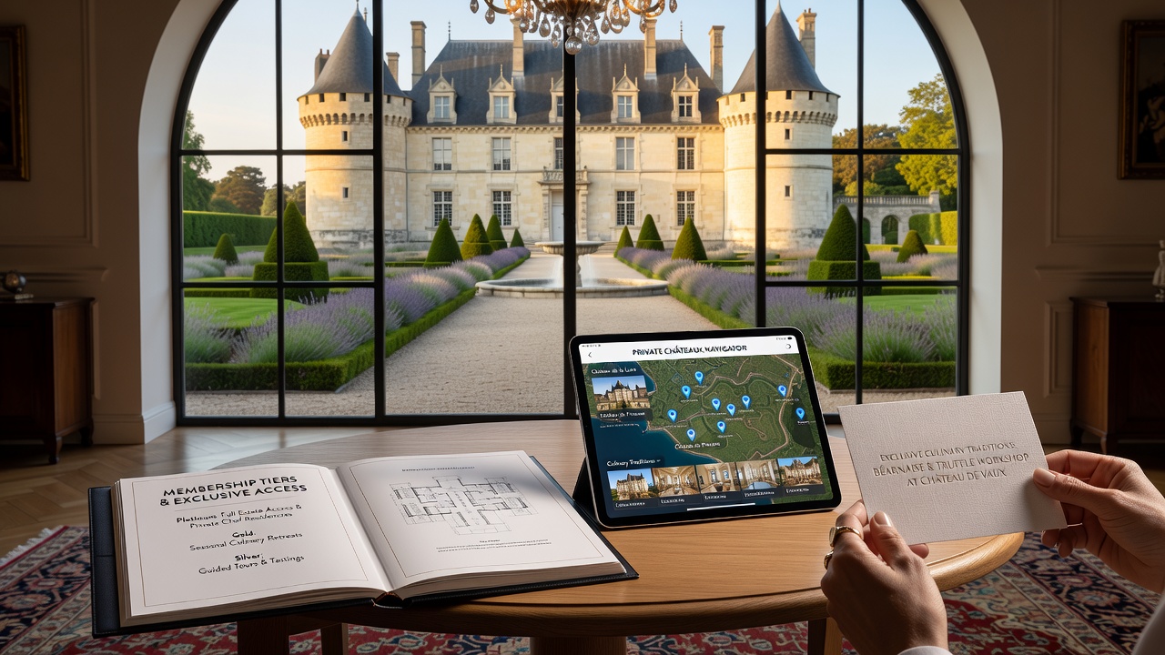 Interior view of castle dining hall set for exclusive culinary traditions and member events